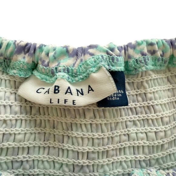 Cabana Life Blue and Green Off-shoulder Top with Tassel Hem - Picture 4 of 10